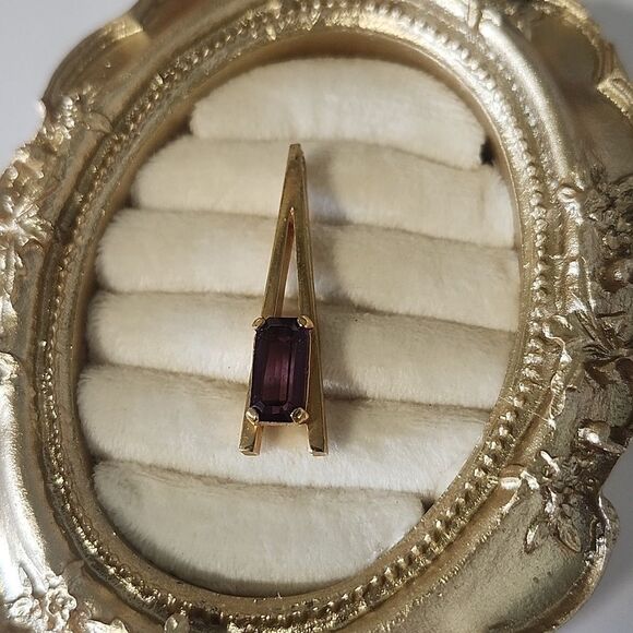 Avon Gold Tone and Purple Glass Stone Women's Pendant - Picture 1 of 4